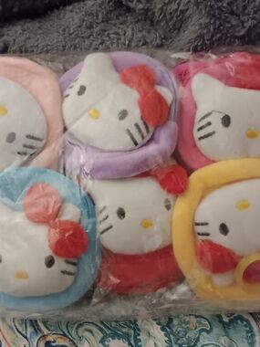 Hello Kitty Inspired  Plush Face Coin Pouches - Multicolor Set 12ct Bundle